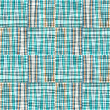  Seamless sailor flannel textile gingham repeat swatch.Teal rustic coastal beach house check fabric tile.