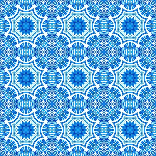 Sem Emenda Costeira Geométrica Efeito Mosaico Floral Ornamental Arabesco Todo — Fotografia de Stock