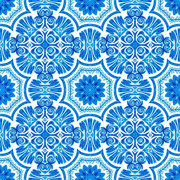 Seamless Coastal Geometric Floral Mosaic Effect Ornamental Arabesque All Summer — Fotografia de Stock