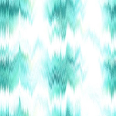  Aquarelle effect boho fashion fabric for coastal nautical stripe wallpaper background. Stripe with blurry gradient tileable swatch. Washed teal wavy ikat seamless pattern.