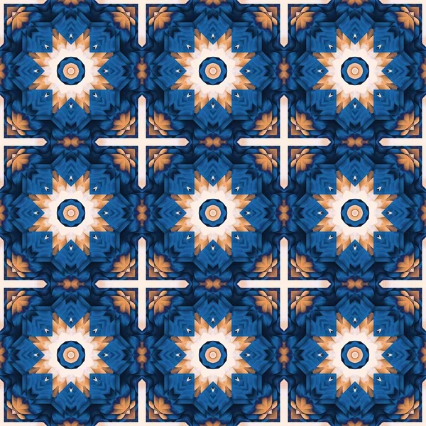 Seamless coastal blur painterly geometric mosaic effect. Patchwork blur masculine all over summer fashion damask repeat,Indigo Blue white watercolor batik azulejos tile background.