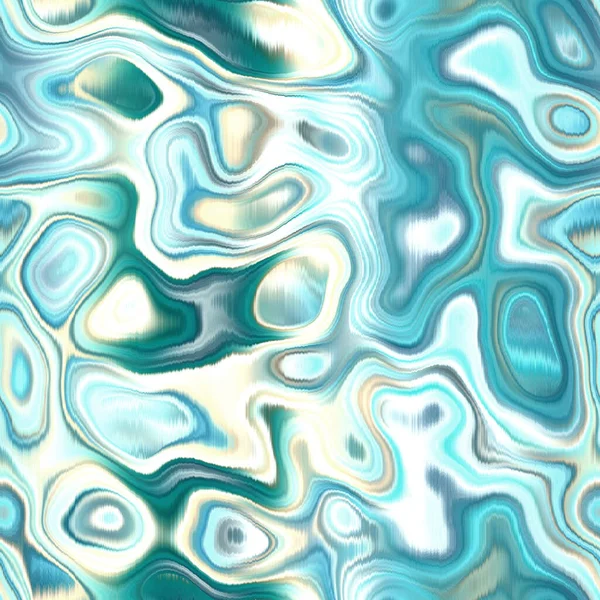 Washed Teal Wavy Blur Melange Seamless Pattern Aquarelle Effect Boho — Fotografia de Stock