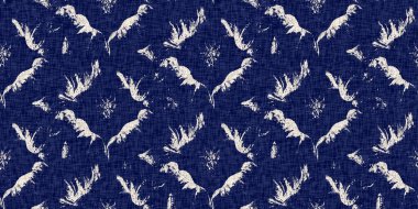  Fashion edging ribbon trim for beach wear. Masculine shirt tie dye effect. Repeatable woven endless band. Summer indigo batik block print dyed motif seamless border pattern.