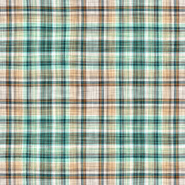 Seamless Sailor Flannel Textile Gingham Repeat Swatch Teal Rustic Coastal — 图库照片