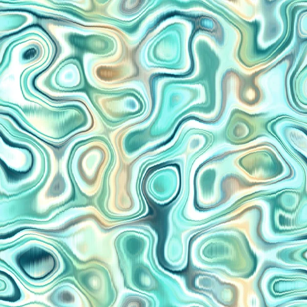 Washed Teal Wavy Blur Melange Seamless Pattern Aquarelle Effect Boho — 图库照片