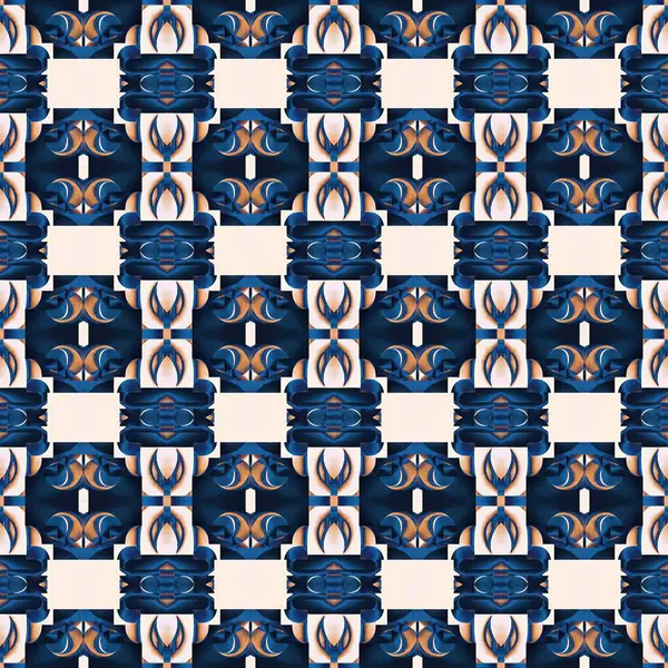 Seamless Coastal Blur Painterly Geometric Mosaic Effect Patchwork Blur Masculine — Foto de Stock