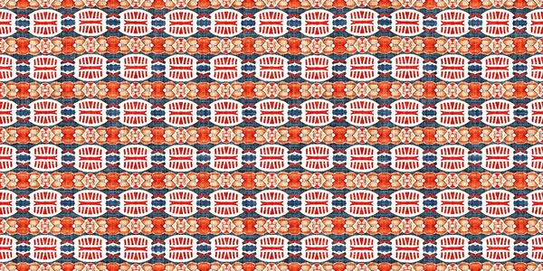 Masculine fashion edging trim banner with nantucket style decorative design. Endless repeatable tape. Retro blue red pattern clash geometric bandana border.