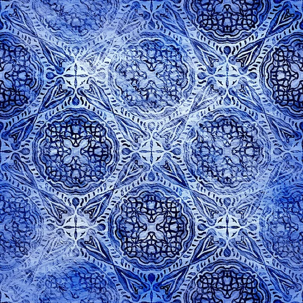 Modern rustic nantucket distressed fabric textile effect background in nautical maritime style. Masculine tie dye worn home deco fashion geometric design.Indigo blue grunge wash linen print pattern.