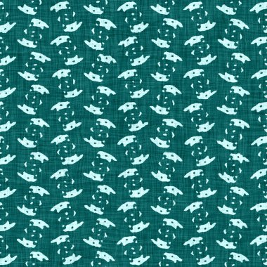  Rustic marine beach house style home decor textile background. Faded blur irregular shape linen cloth fabric effect.Coastal living teal broken dyed washed mottled speckle seamless pattern.