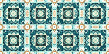  Modern nantucket summer printed edging time fabric. Banner ribbon in seamless repeat.Teal beach house border in coastal style patchwork pattern.