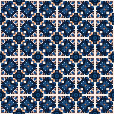  Seamless coastal blur painterly geometric mosaic effect. Patchwork blur masculine all over summer fashion damask repeat,Indigo Blue white watercolor batik azulejos tile background.