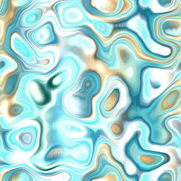 Washed Teal Wavy Blur Melange Seamless Pattern Aquarelle Effect Boho — Stock Photo, Image