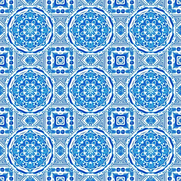 Seamless Coastal Geometric Floral Mosaic Effect Ornamental Arabesque All Summer — Stock Photo, Image