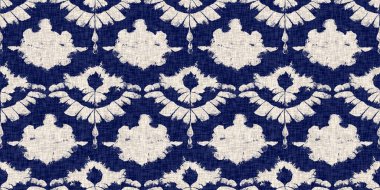  Fashion edging ribbon trim for beach wear. Masculine shirt tie dye effect. Repeatable woven endless band. Summer indigo batik block print dyed motif seamless border pattern.