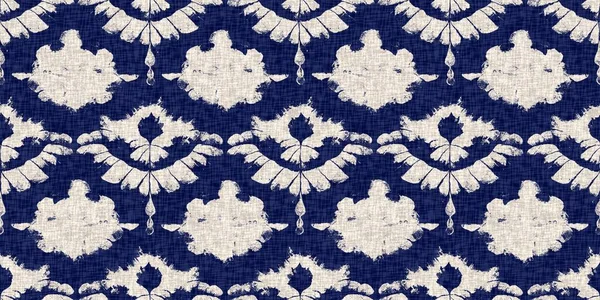  Fashion edging ribbon trim for beach wear. Masculine shirt tie dye effect. Repeatable woven endless band. Summer indigo batik block print dyed motif seamless border pattern.