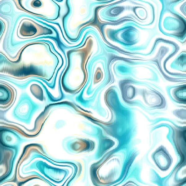 Washed Teal Wavy Blur Melange Seamless Pattern Aquarelle Effect Boho — Stockfoto