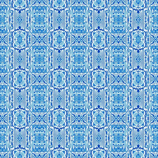 Seamless Coastal Geometric Floral Mosaic Effect Ornamental Arabesque All Summer — Stock fotografie