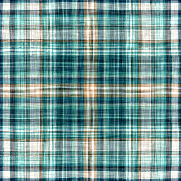 Seamless Sailor Flannel Textile Gingham Repeat Swatch Teal Rustic Coastal — Stockfoto