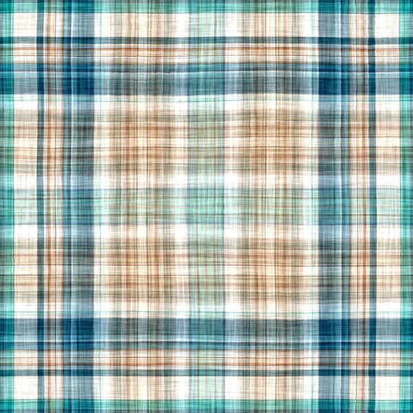 Seamless Sailor Flannel Textile Gingham Repeat Swatch Teal Rustic Coastal — Stockfoto