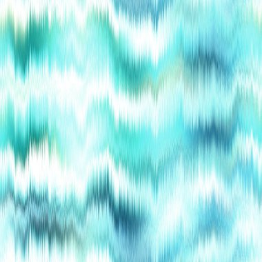  Aquarelle effect boho fashion fabric for coastal nautical stripe wallpaper background. Stripe with blurry gradient tileable swatch. Washed teal wavy ikat seamless pattern.