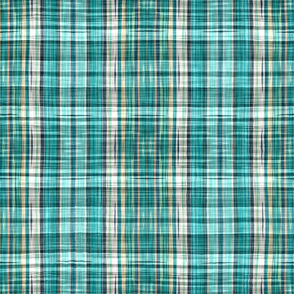 Seamless Sailor Flannel Textile Gingham Repeat Swatch Teal Rustic Coastal — Foto Stock