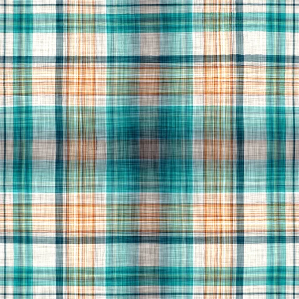 Seamless Sailor Flannel Textile Gingham Repeat Swatch Teal Rustic Coastal — Foto de Stock