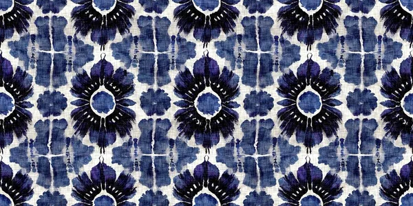  Fashion endless trim ribbon edge for beach wear. Masculine shirt tie dye effect. Repeat woven textile banner.Summer indigo bandana dyed motif seamless blur bleed border pattern.