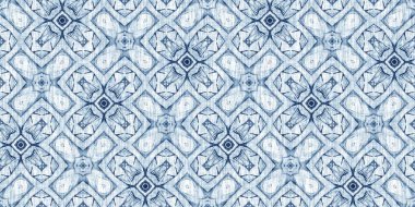 Yıkanmış geometrik çukur boyalı bulanık efekt kenarı. Denizcilik ve deniz mavisi, maskülen, keten desenli sonsuz bant arka plan. İndigo boyası, yıkama, deniz mavisi, dikişsiz sınır deseni.. 