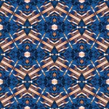  Seamless coastal blur painterly geometric mosaic effect. Patchwork blur masculine all over summer fashion damask repeat,Indigo Blue white watercolor batik azulejos tile background.