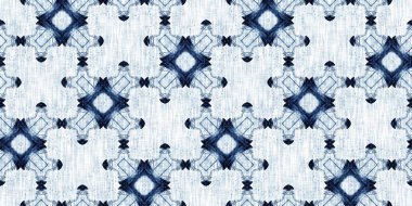 Yıkanmış geometrik çukur boyalı bulanık efekt kenarı. Denizcilik ve deniz mavisi, maskülen, keten desenli sonsuz bant arka plan. İndigo boyası, yıkama, deniz mavisi, dikişsiz sınır deseni.. 