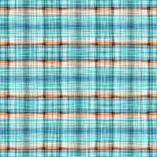 Seamless Sailor Flannel Textile Gingham Repeat Swatch Teal Rustic Coastal — 图库照片