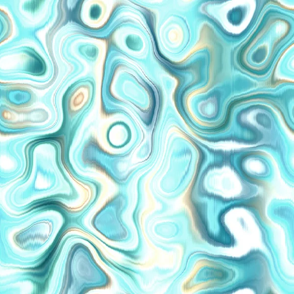 Washed Teal Wavy Blur Melange Seamless Pattern Aquarelle Effect Boho — Stock Photo, Image