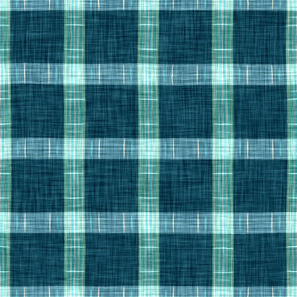 Seamless Sailor Flannel Textile Gingham Repeat Swatch Teal Rustic Coastal — 스톡 사진