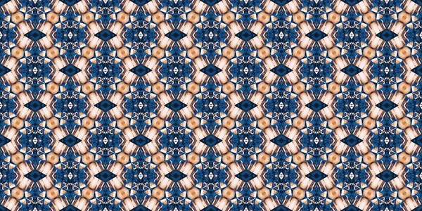 Seamless Coastal Geometrical Floral Mosaic Effect Banner Ornamental Blur Bleed — Stock Photo, Image