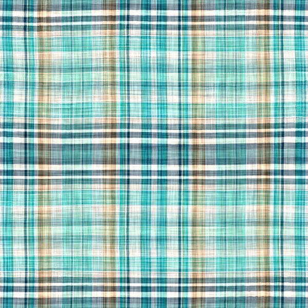 Seamless Sailor Flannel Textile Gingham Repeat Swatch Teal Rustic Coastal — 图库照片