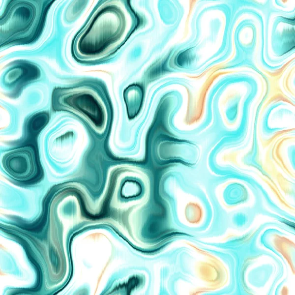 Washed Teal Wavy Blur Melange Seamless Pattern Aquarelle Effect Boho — Stockfoto