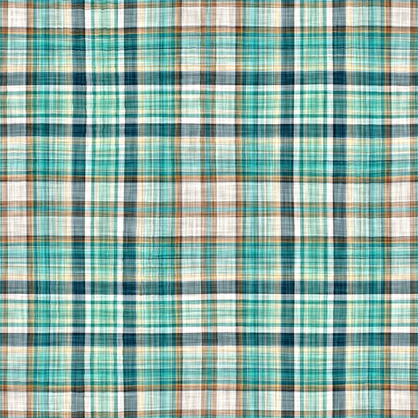 Seamless Sailor Flannel Textile Gingham Repeat Swatch Teal Rustic Coastal — Stock fotografie