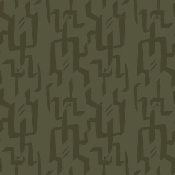 Vintage moss green geometric seamless pattern. Two tone jungle camouflage for military wallpaper and khaki all over print. — Stock Photo, Image