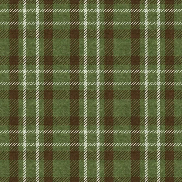 Muted green winter woven plaid texture. Seamless woolen scottish style plaid fabric cloth. Rustic classic checkered material effect repeat tile. — Stock Photo, Image