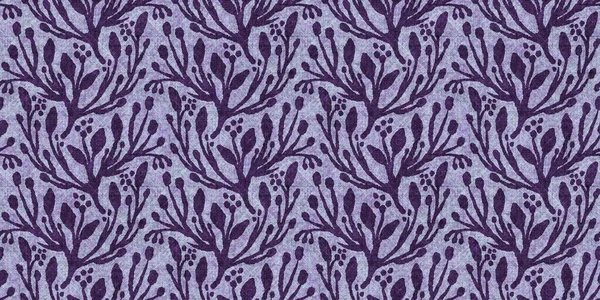 紫色植物无缝边沿。哥特式丁香色调叶尖装饰。装饰朋克风格的Washi带子或绣花模板无休止的乐队 — 图库照片