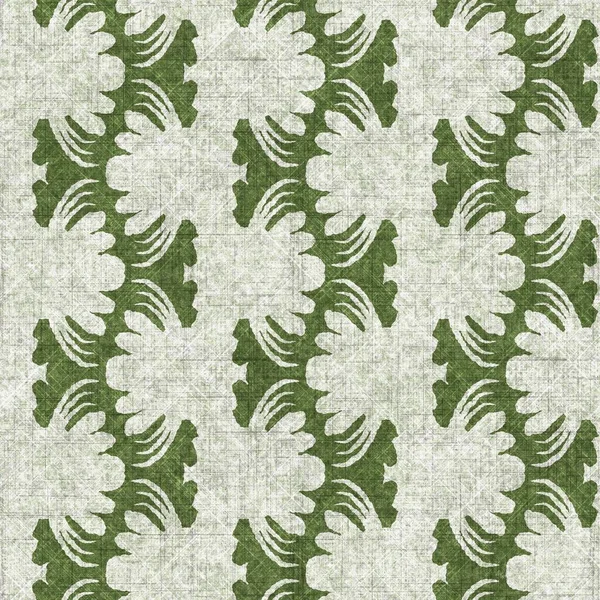 Feuille botanique vert forêt motif de style lin sans couture. Bio ton sur ton design de feuillage naturel pour oreiller jetable, ameublement doux et décoration moderne écusson textile — Photo