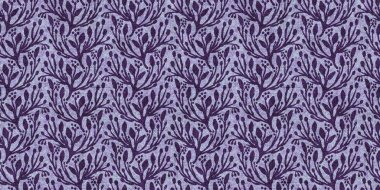 Mor botanik kusursuz sınır kenarı. Gotik leylak tonunda yaprak biçimiyle. Washi bandı veya nakış şablonu için dekoratif punk tarzı sonsuz grup