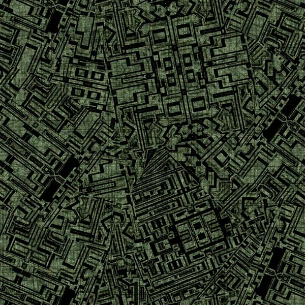 Grunge forest green random geometric distressed seamless texture material. Unregelmäßige chaotische architektonische Plan Stil Grunge-Muster. Gefärbtes gewaschenes abstraktes Design — Stockfoto