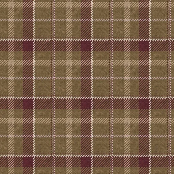 Seppia marrone neutro tessuto plaid texture sfondo. Senza cuciture vecchio tessuto plaid stile indossato. Classico effetto tessile a quadretti rustico ripetizione piastrelle. — Foto Stock