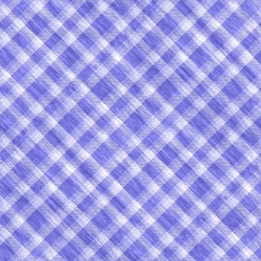 Peri mor köşegen renginde, yılın kusursuz desen dokusu. Tonal gingham, grunge check moda doku geçmişi. Yumuşak mavi yıkama tekstil efekti..
