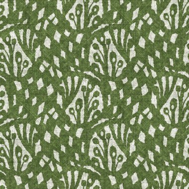 Orman yeşili botanik yaprağı dikişsiz keten desenli. Yastık, yumuşak mobilya ve modern ev dekorasyonu kumaş kumaşı için ton yeşilliği tasarımı üzerine organik doğal ton.