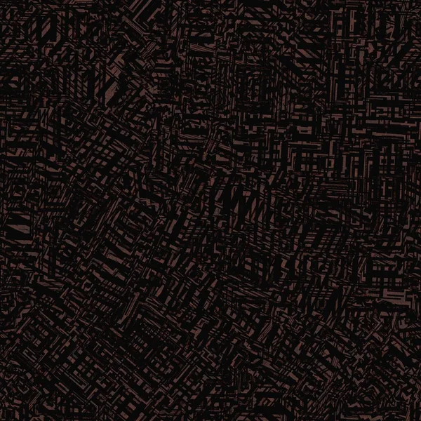 Grunge mörkbrun slumpmässigt geometriskt färgat sömlöst texturmaterial. Oregelbunden rörig arkitektur planera stil grungy mönster. Färgad nödsituation abstrakt design kakel — Stockfoto