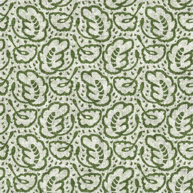 Orman yeşili botanik yaprağı dikişsiz keten desenli. Yastık, yumuşak mobilya ve modern ev dekorasyonu kumaş kumaşı için ton yeşilliği tasarımı üzerine organik doğal ton.