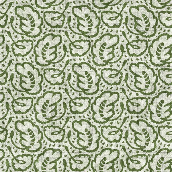 Feuille botanique vert forêt motif de style lin sans couture. Bio ton sur ton design de feuillage naturel pour oreiller jetable, ameublement doux et décoration moderne écusson textile — Photo