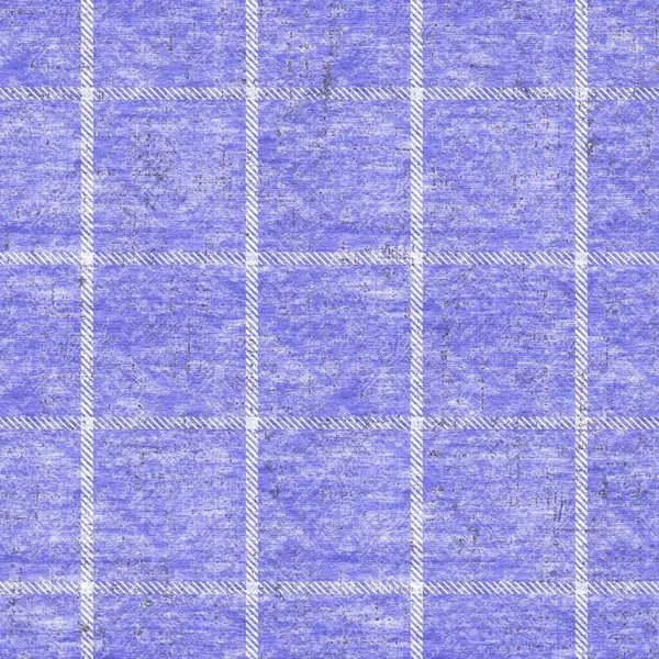 Peri lila karierte Schottenfarbe des Jahres nahtlose Mustertextur. Tonal Grunge Check trendiger texturierter Hintergrund. Weiches blau-weiß ausgewaschenes textiles Effektmaterial. Grunge-Raster. — Stockfoto